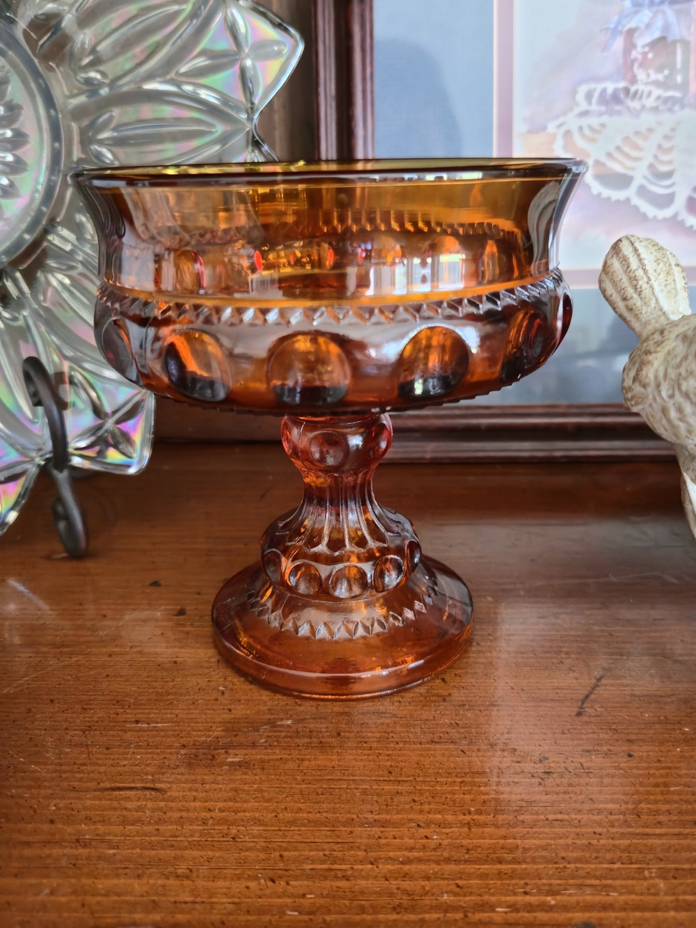 Indiana Glass King's Crown Amber Candy Dish Bowl